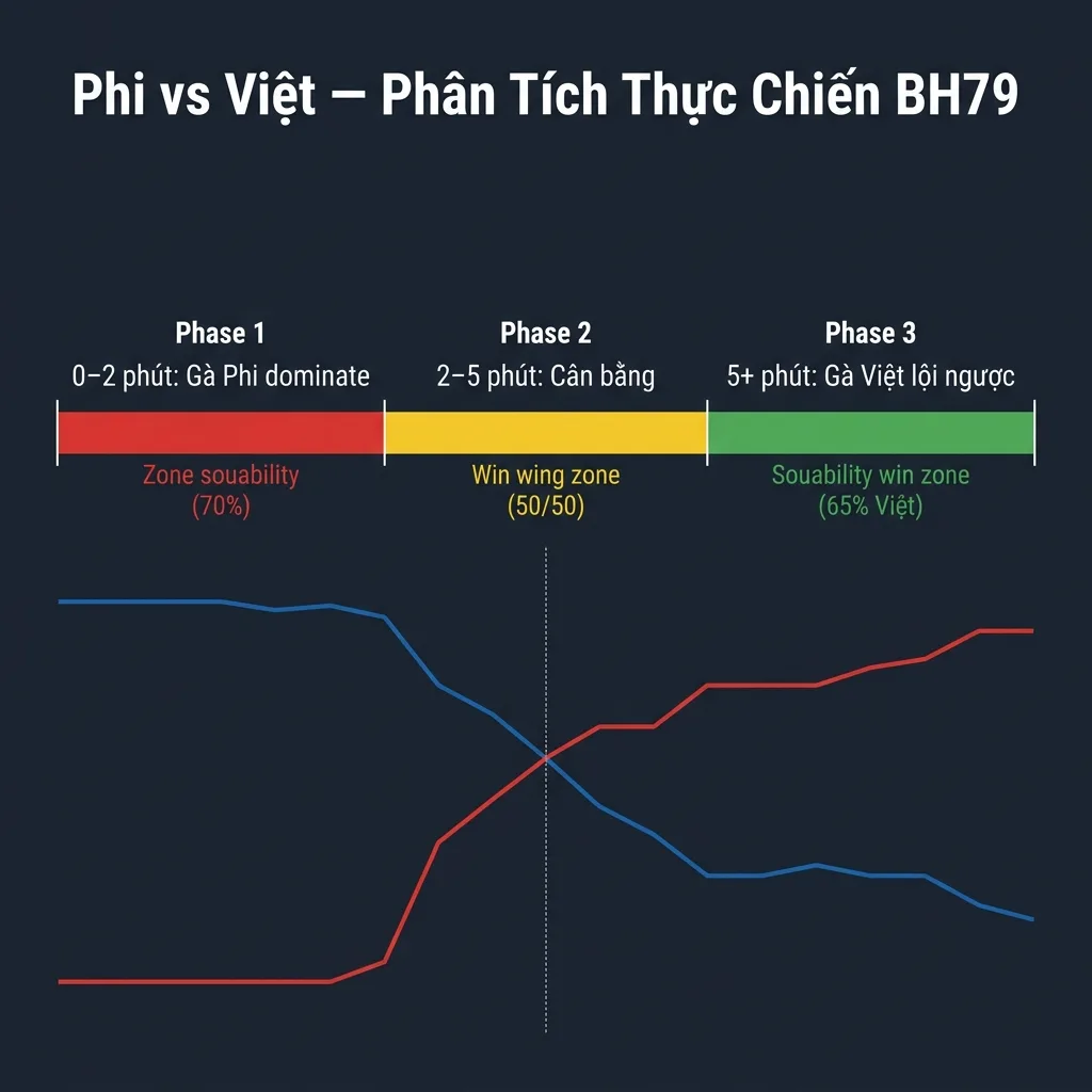 Biểu đồ phân tích tỷ lệ thắng gà Phi và gà Việt theo thời gian trận